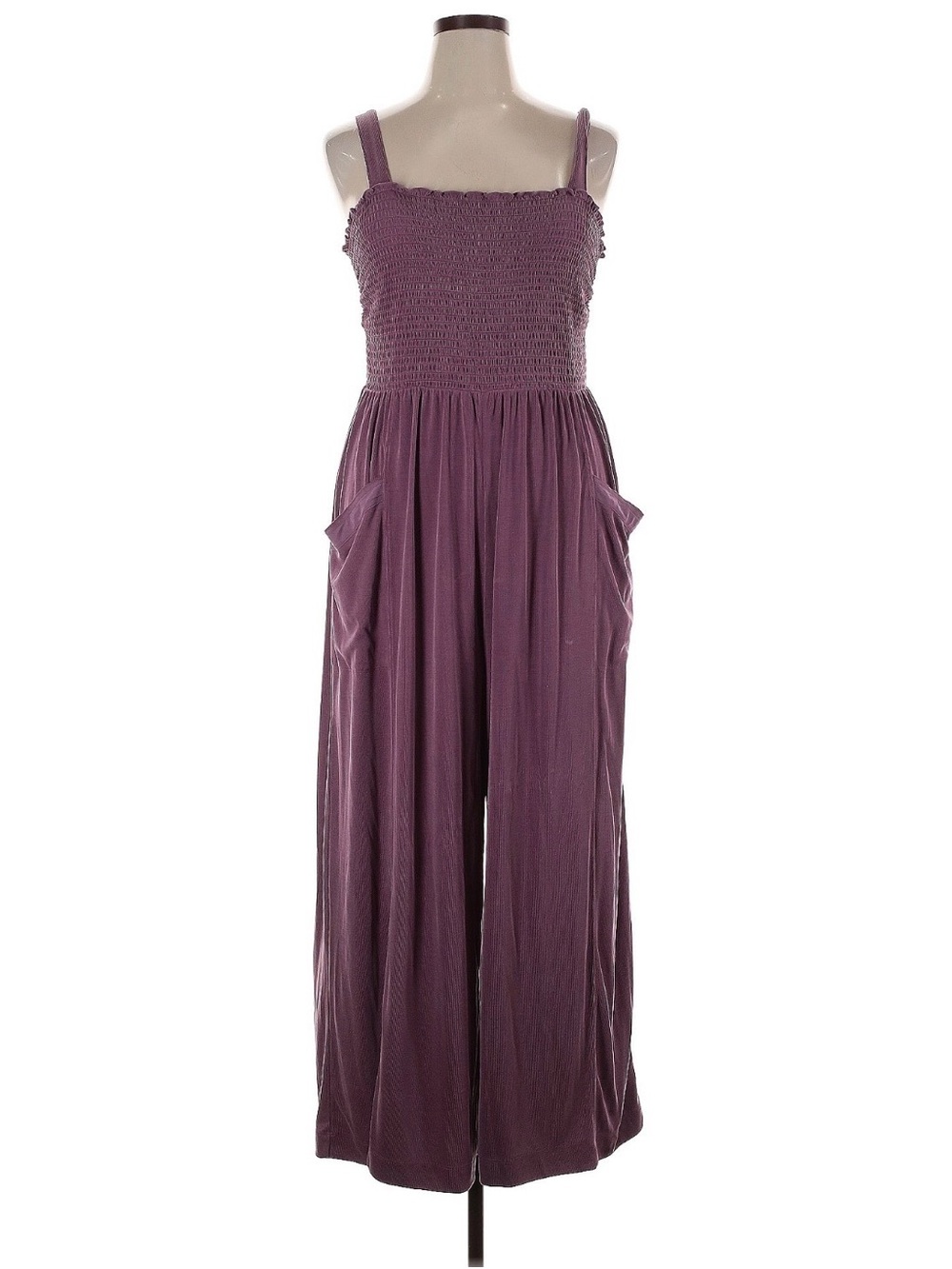 Anthropologie Smocked Wide-Leg Jumpsuit in Plum